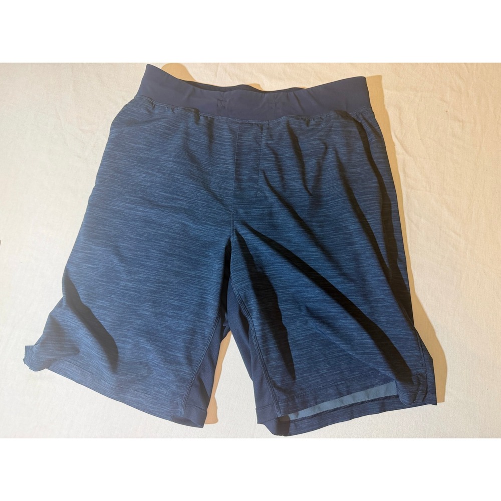 Lululemon Mens Pace Breaker 9 Inch Shorts Navy Blue‎ Space Dye Heathered Size M